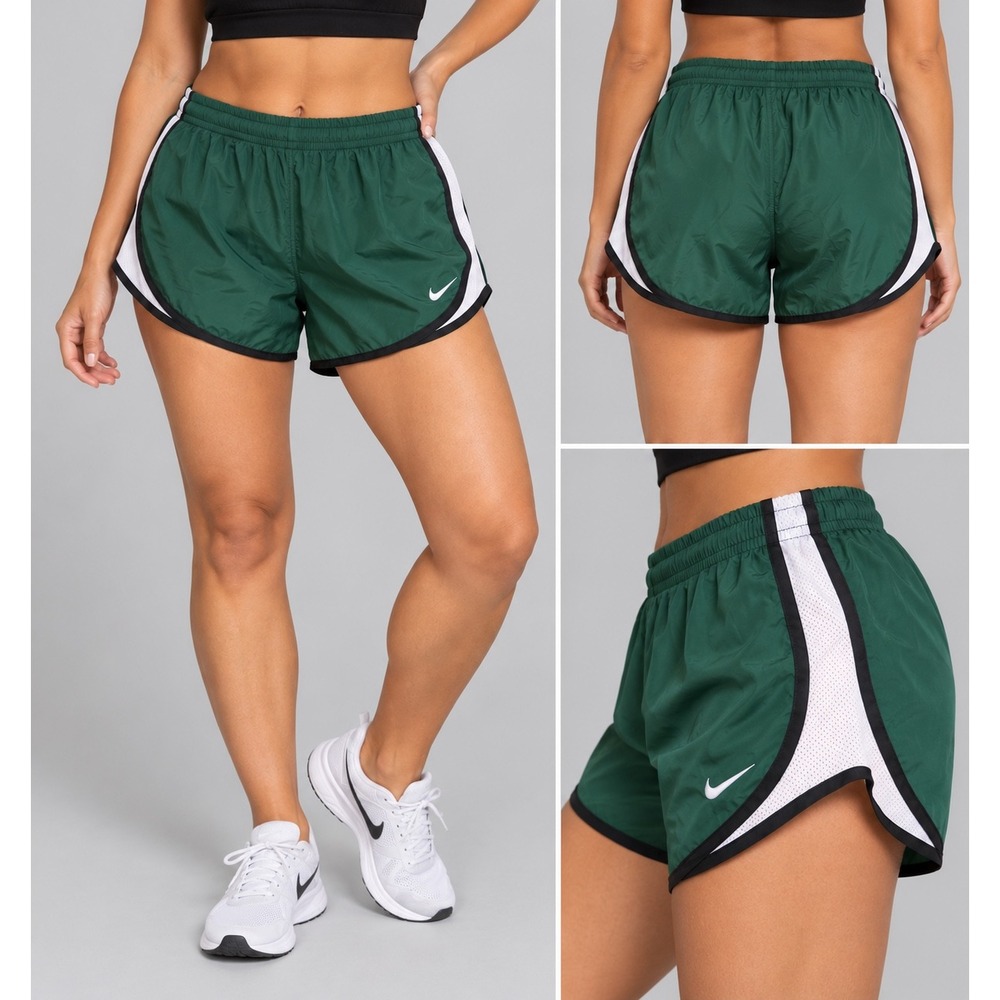 Nike Dri-FIT Tempo Running Shorts Womens Medium Green White Athletic Gym 848276